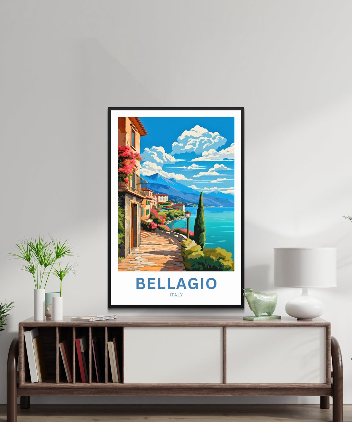 Bellagio Italy Flower Lane Lake View Personalized Art Poster - Image 3