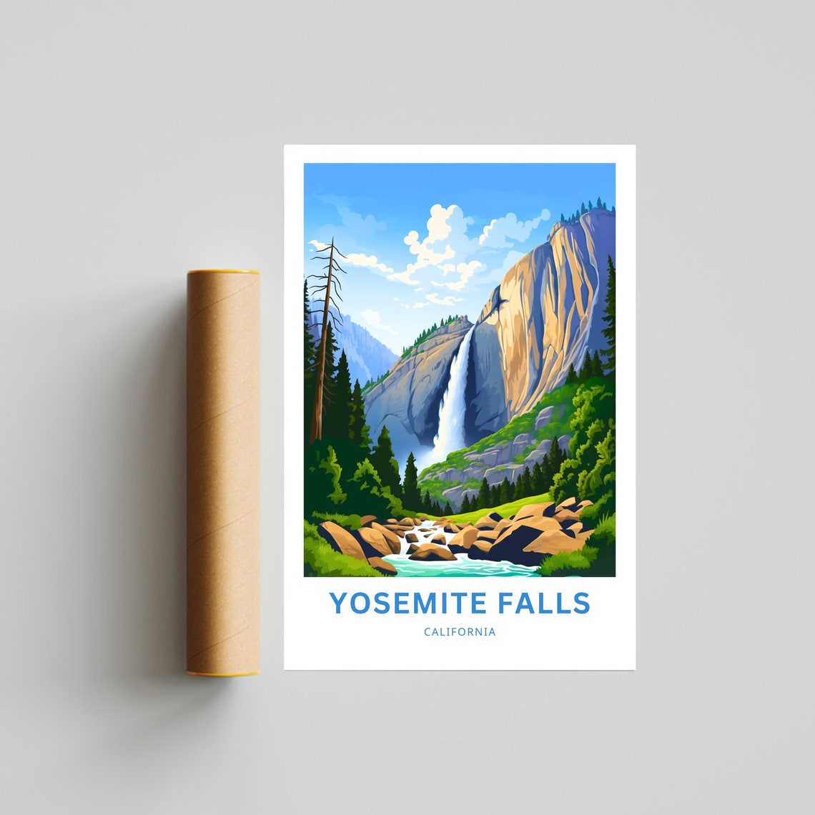 Yosemite Falls California Granite Cliff Waterfall Travel Poster - Image 4