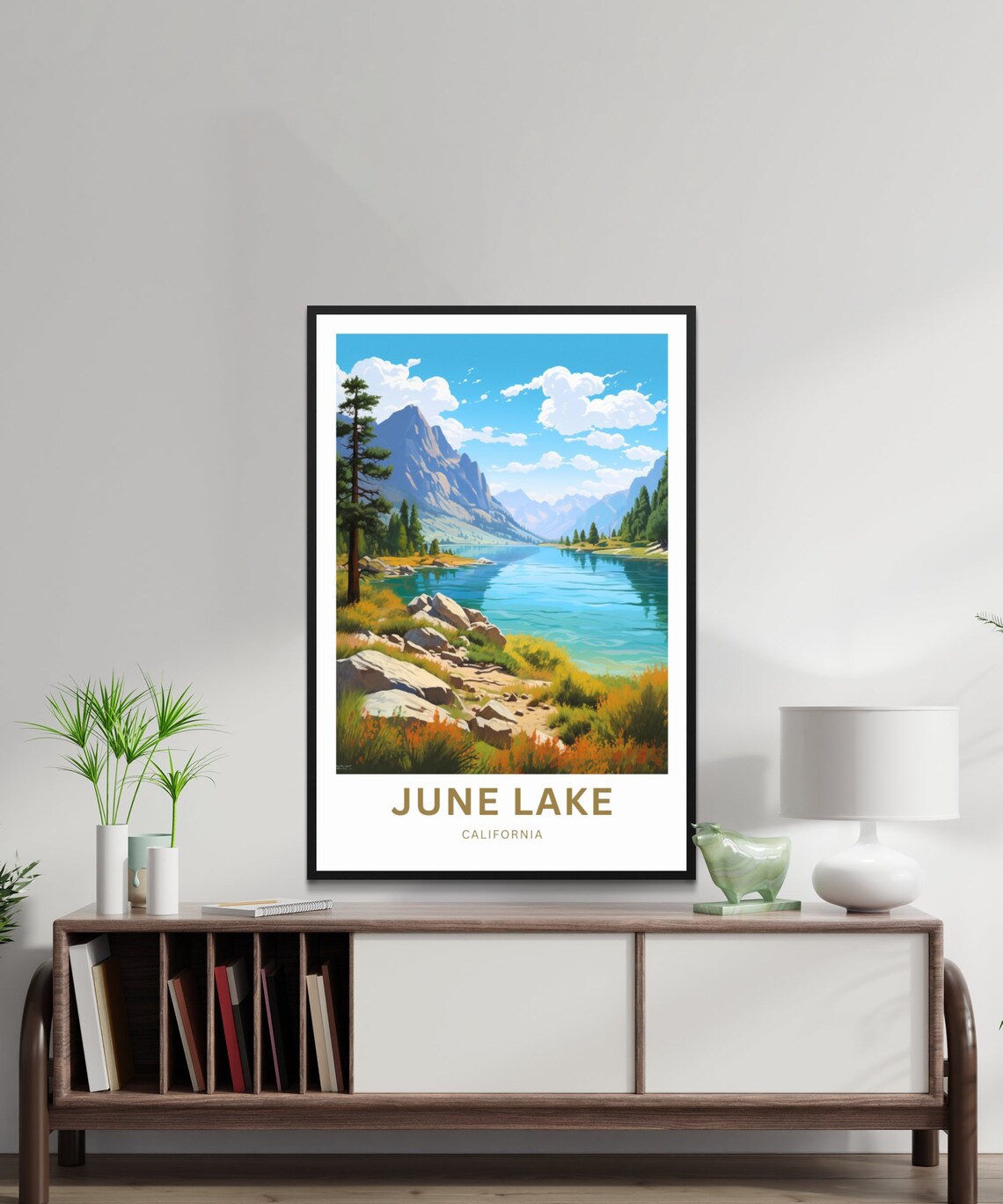 June Lake California Pine Tree Lakeside Autumn Hills Mountain Poster - Image 2