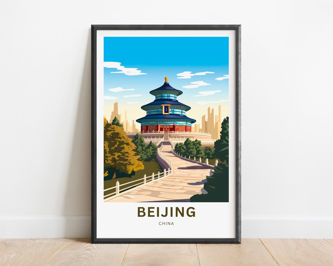 Beijing China Temple of Heaven Historic Landmark Travel Poster