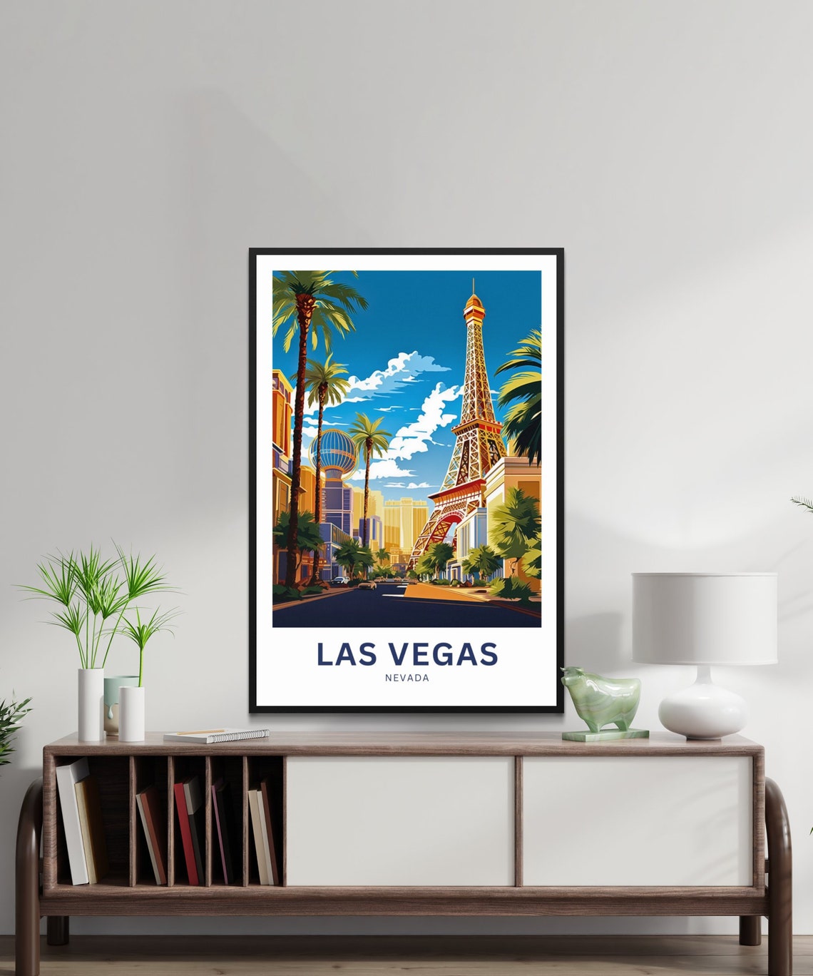 Las Vegas Nevada Custom Eiffel Tower Palm Street Travel Poster - Image 3