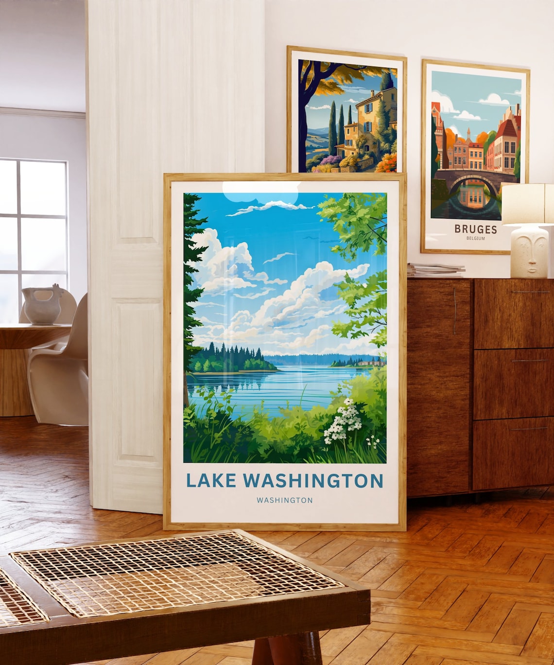 Lake Washington Personalized Shoreline Wildflower Lake Poster - Image 5