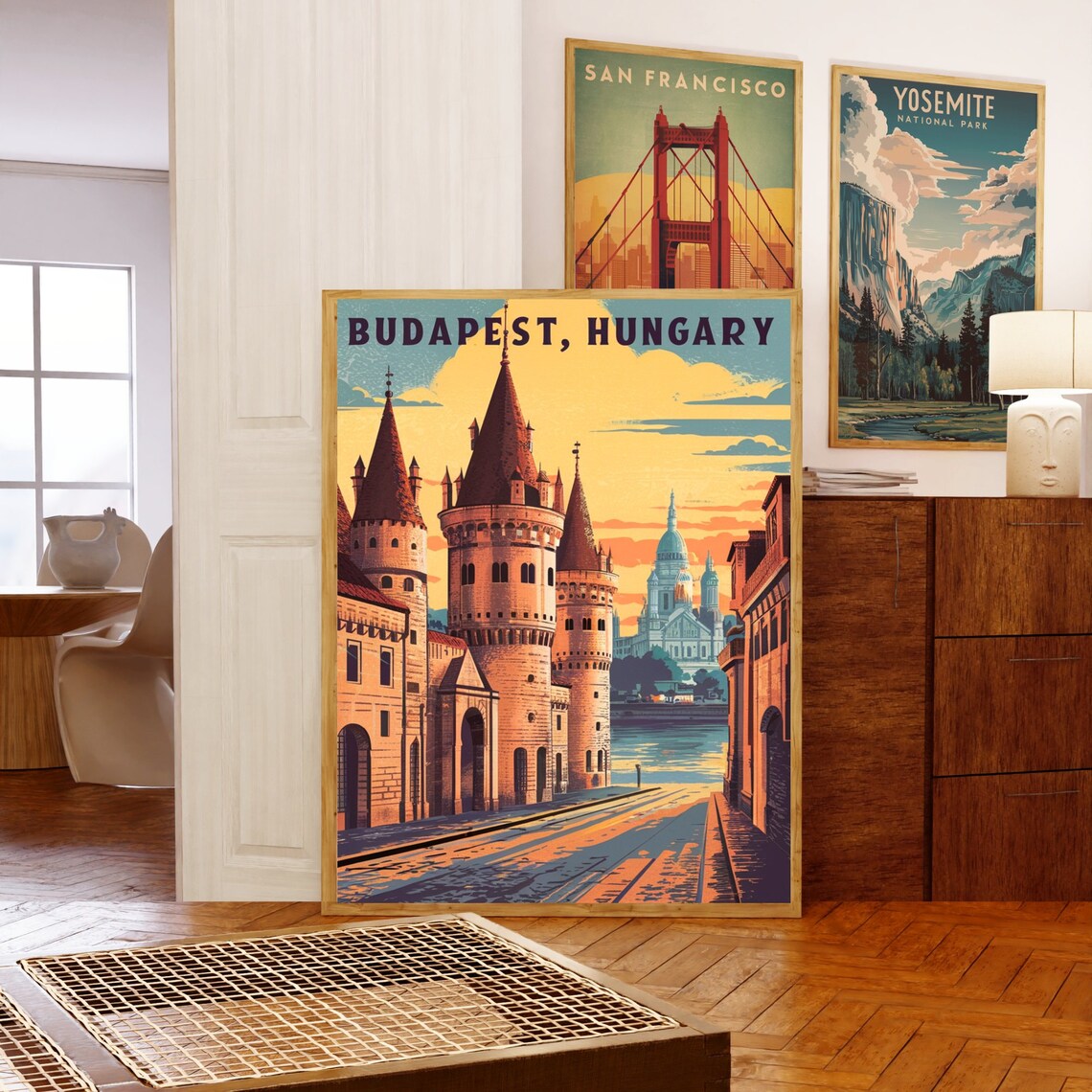 Budapest Hungary Castle Towers Basilica Dome Vintage Poster Art - Image 5