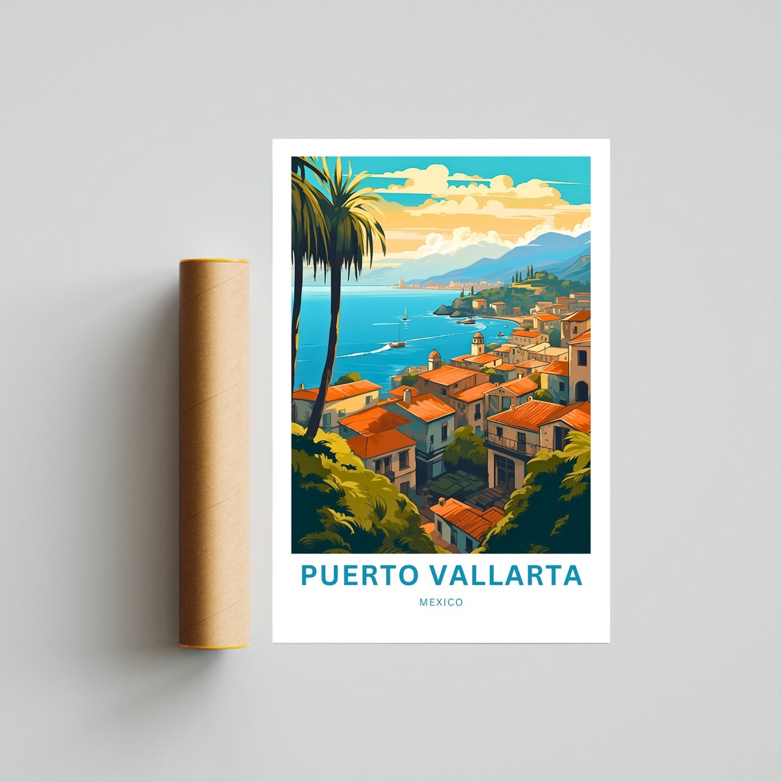 Personalized Puerto Vallarta Travel Print Puerto Vallarta Poster Mexico Wall Art Framed Present Gift Mexico Decor Present - Image 4