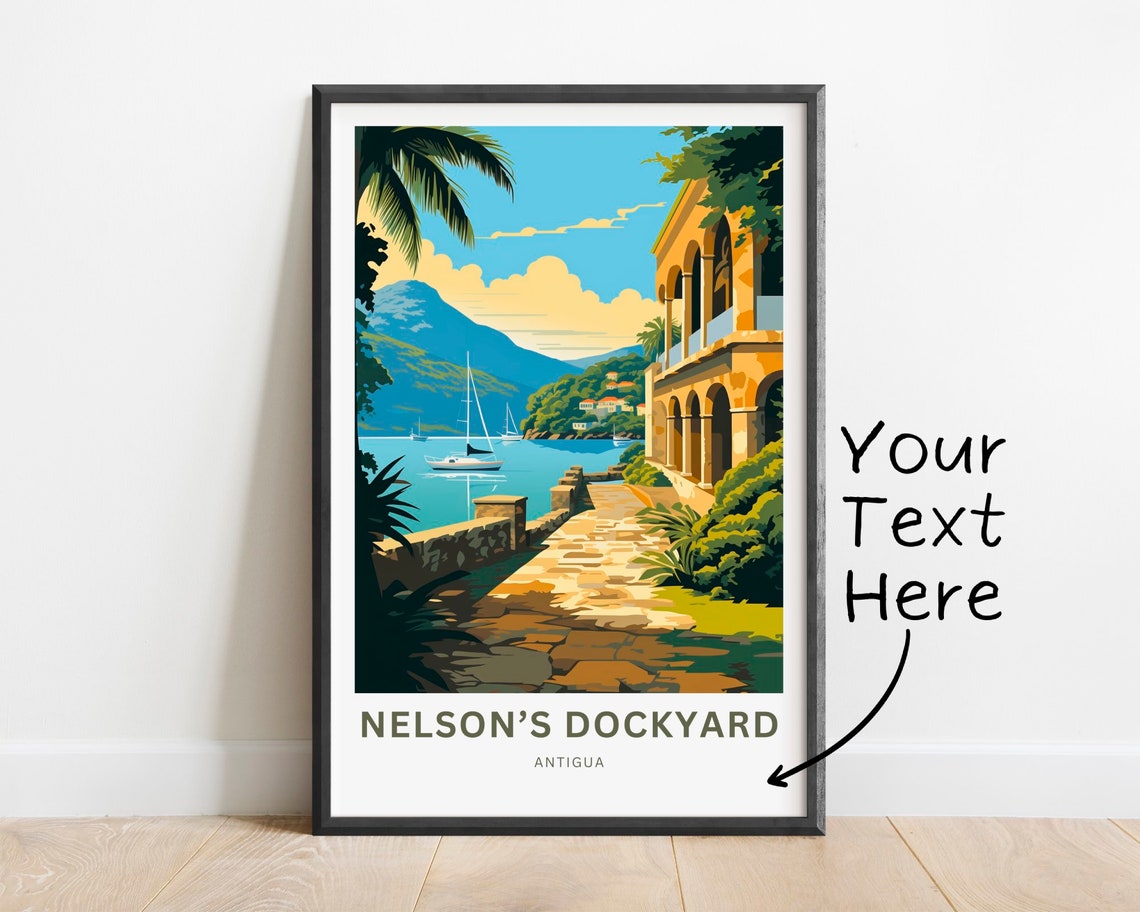 Personalized Nelsons Dockyard Antigua Stone Terrace Travel Poster