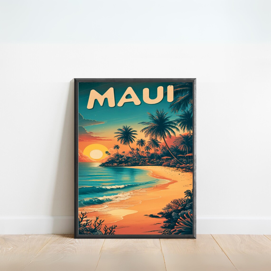 Maui Vintage Travel Poster, Hawaii Wall Art