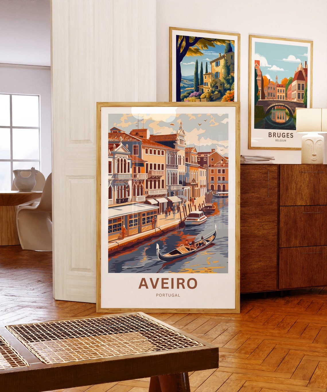 Aveiro Portugal Sunset Canal Gondolier Ride Retro Travel Poster - Image 5