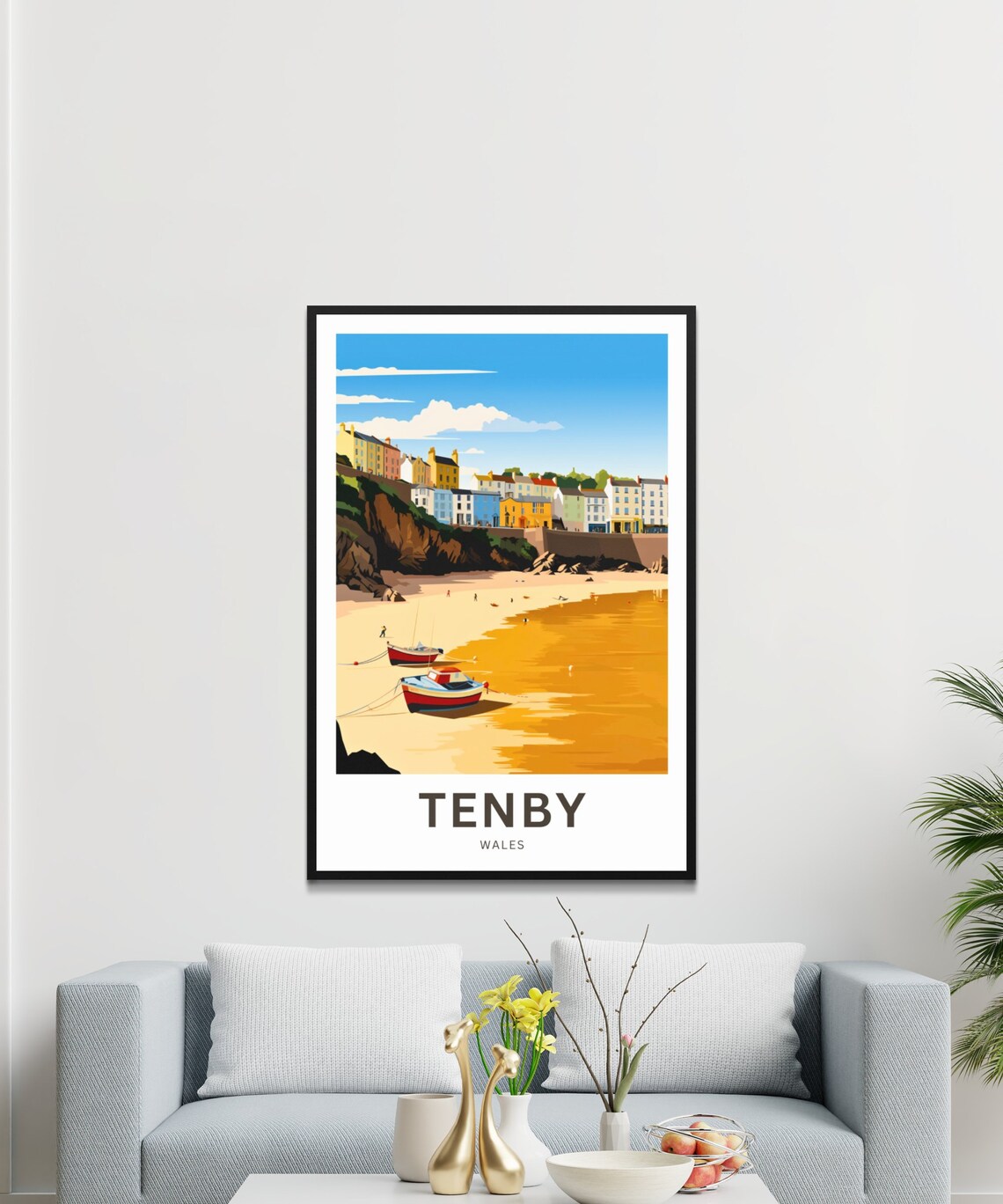 Tenby Wales Golden Beach Fishing Boats Vintage Travel Poster Gift - Image 3