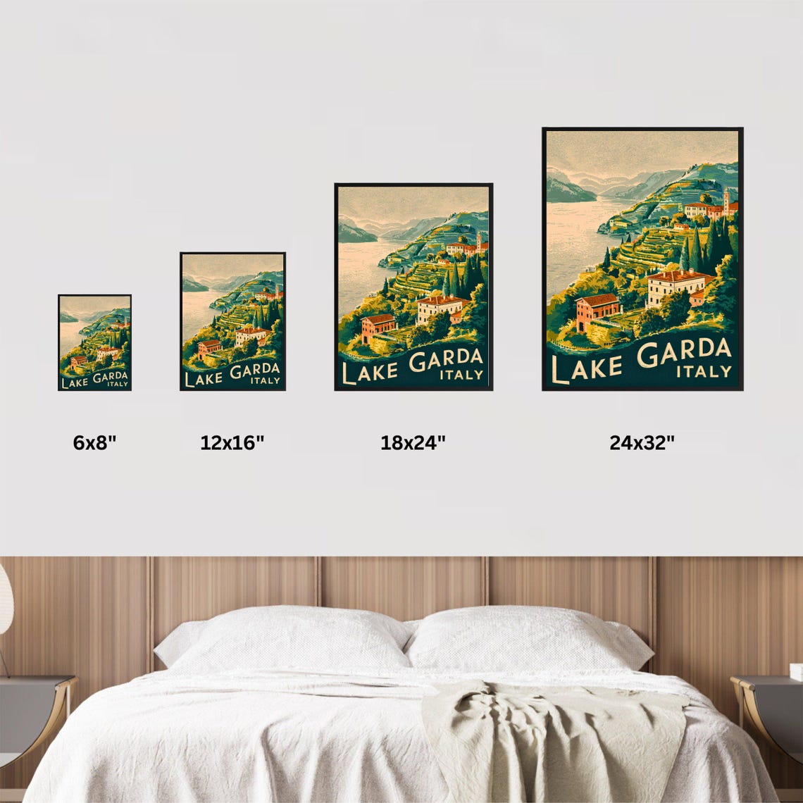 Lake Garda Italy Vintage Hillside Village Terraced Slopes Poster - Image 3
