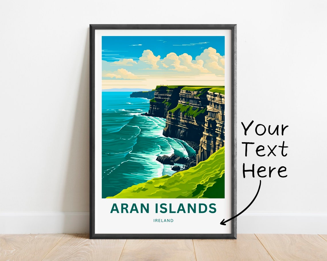 Aran Islands Ireland Personalized Blue Sea Cliff View Travel Poster