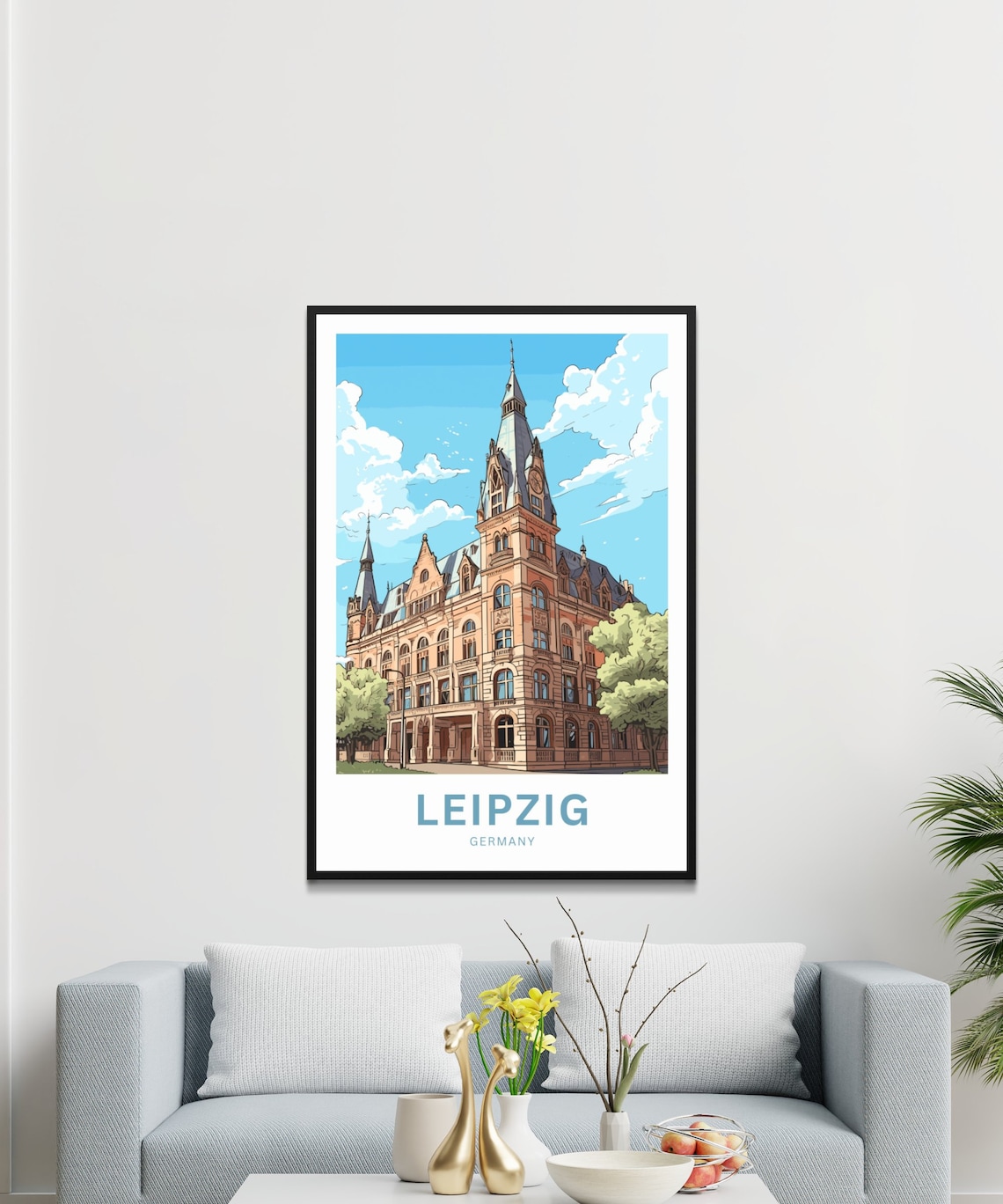 Leipzig Germany Historic Brick Building City Skyline Travel Poster - Image 3