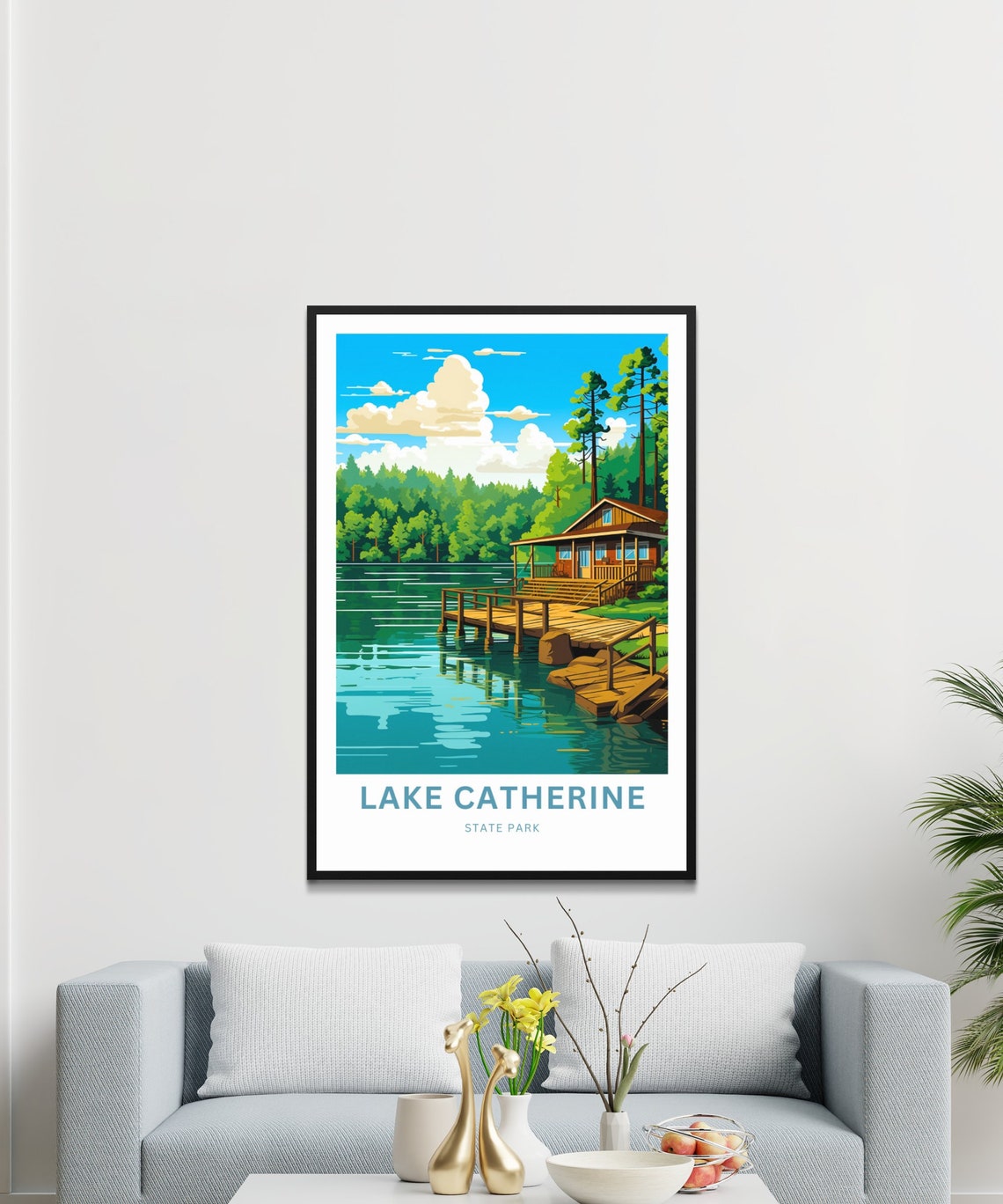 Personalized Lake Catherine State Park Lakeside Cabin Travel Poster - Image 3