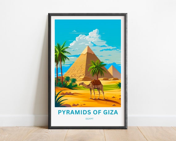 Pyramid Of Giza Travel Print Pyramid Of Giza Poster Egypt Wall Art Framed Present Gift Egypt Present