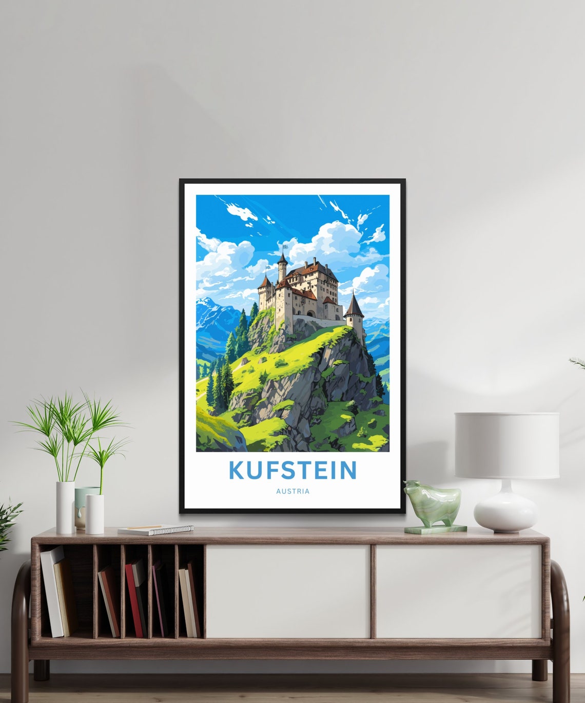 Kufstein Austria Fortress Cliff Green Valley View Scene Poster - Image 2