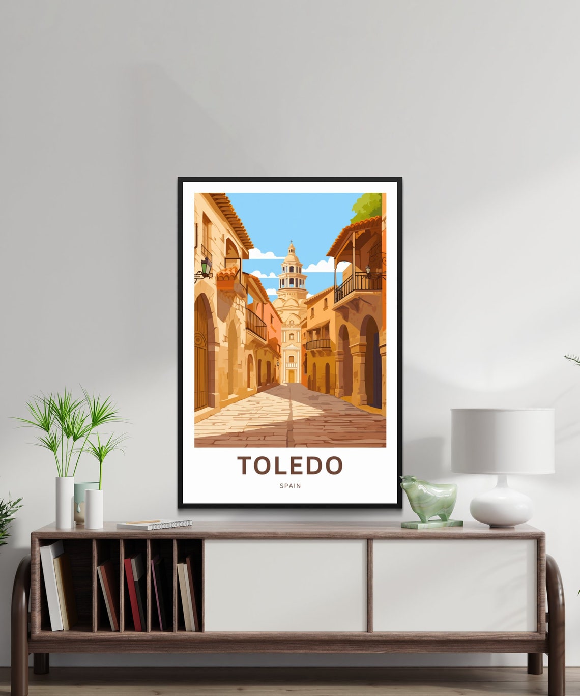 Personalized Toledo Spain Old Town Street With Church Tower Poster - Image 2
