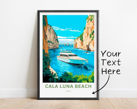 Personalized Cala Luna Travel Print Cala Luna Poster Italy Wall Art Framed Present Gift Italy Present