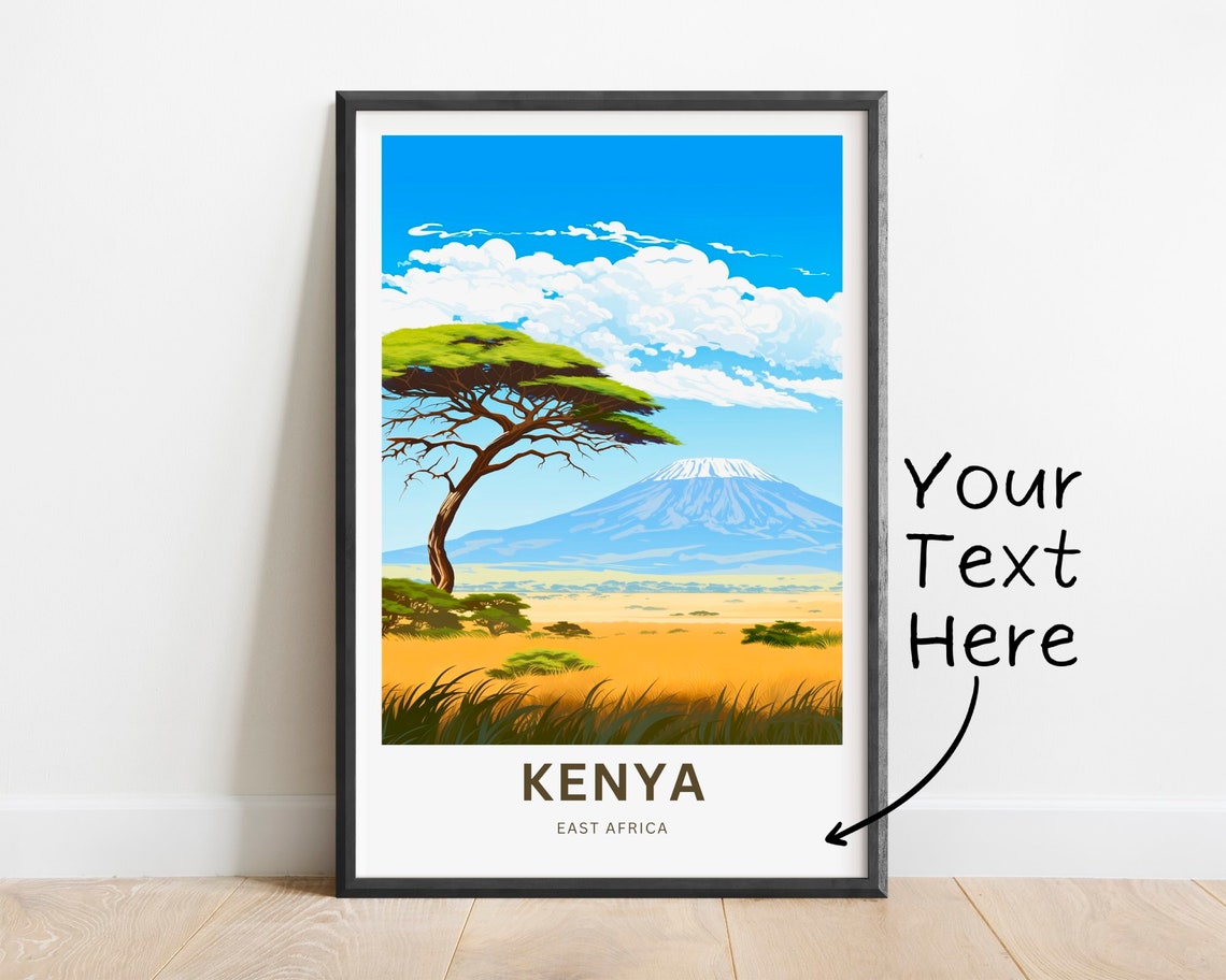 Kenya East Africa Leaning Acacia Snow Peak Personalized Poster