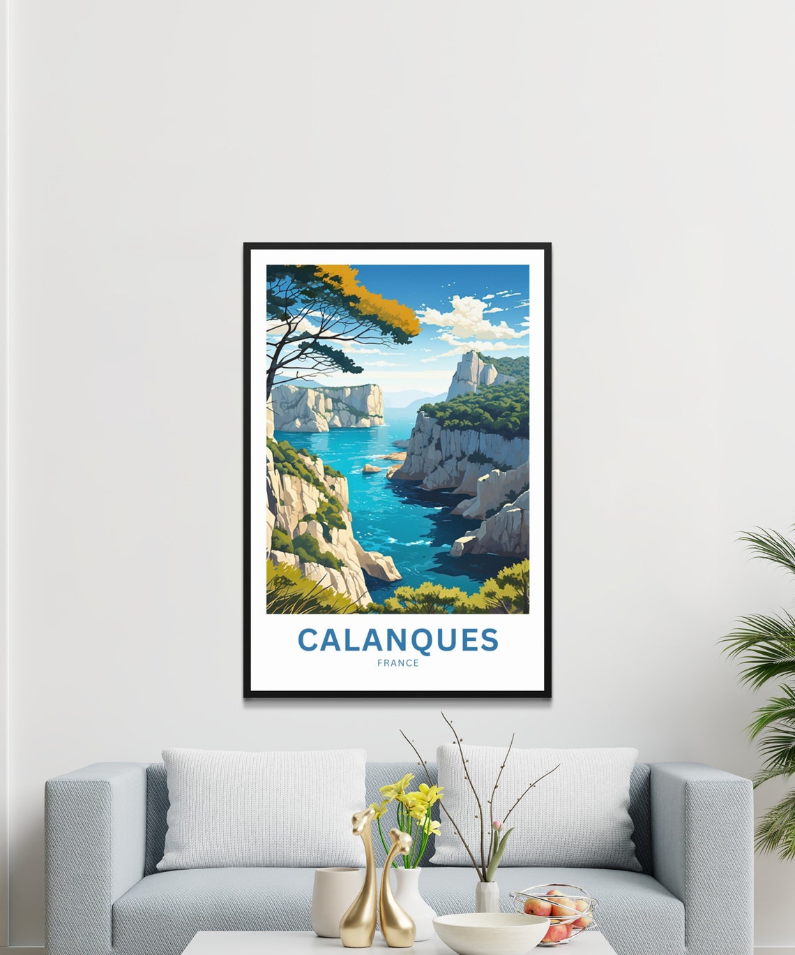 Calanques France Pine Tree Coastal Cliffs Ocean View Travel Poster - Image 2