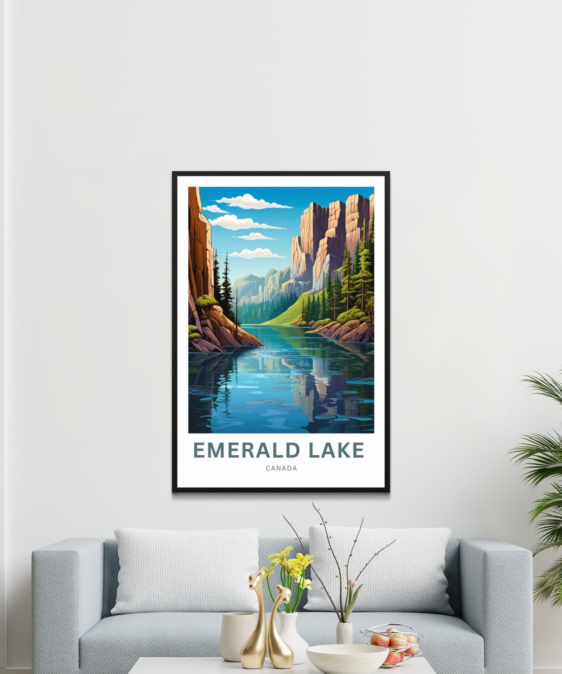 Personalized Emerald Lake Canada Cliff Lake Custom Text Travel Poster - Image 3