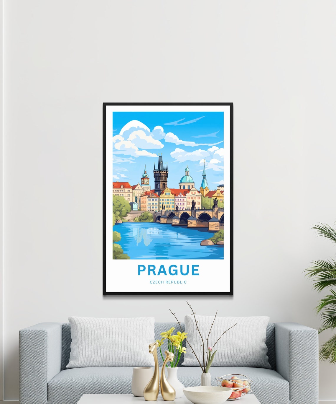 Prague Czech Republic Charles Bridge Skyline Personalized Poster - Image 3