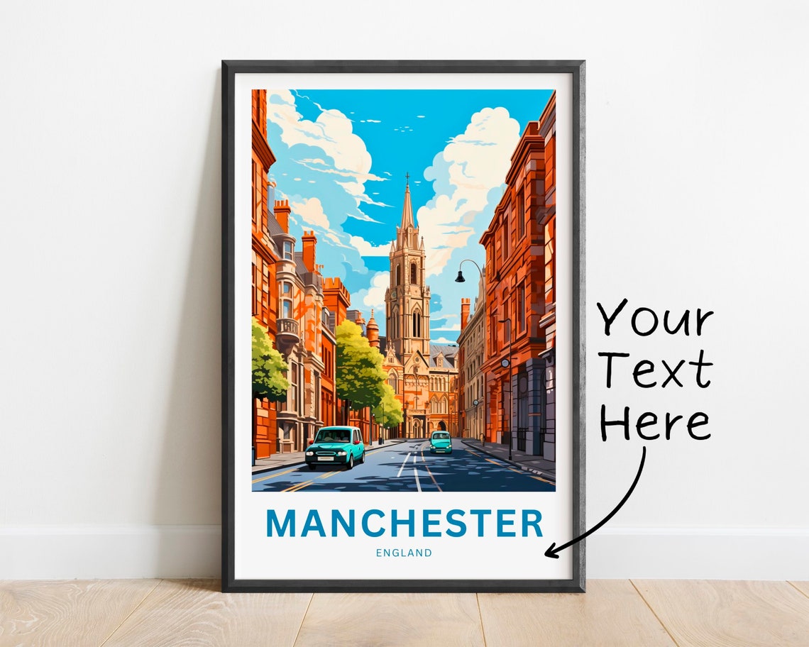 Personalized Manchester England Brick Street Spire Gift Poster