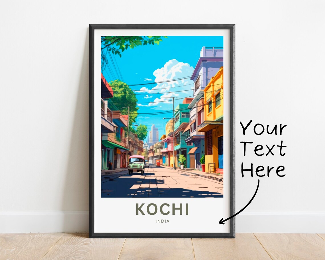 Kochi India Colonial Street Tuk Tuk City Scene Travel Poster