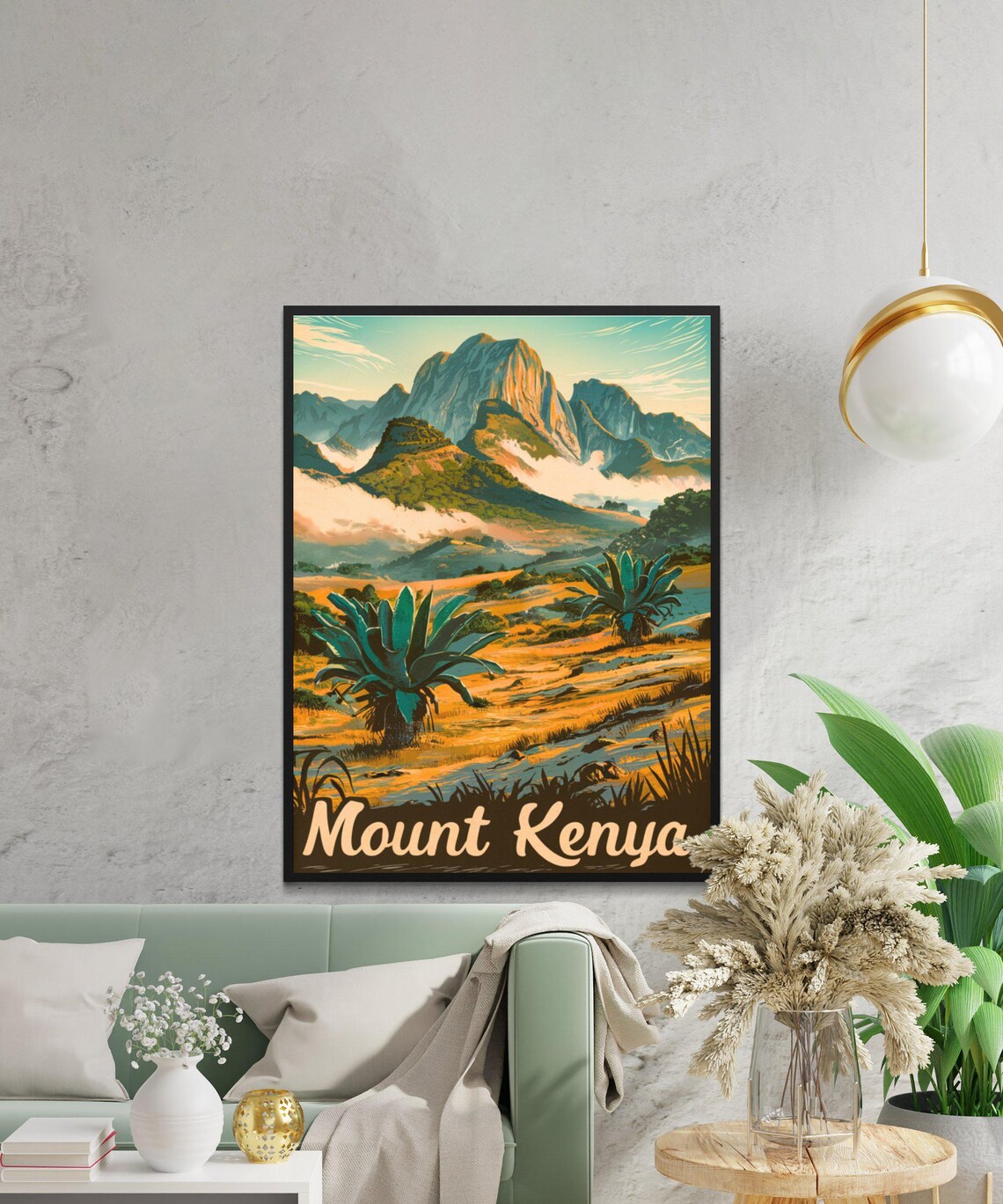 Mount Kenya Africa Rocky Summit Savanna Sunrise Travel Poster - Image 2