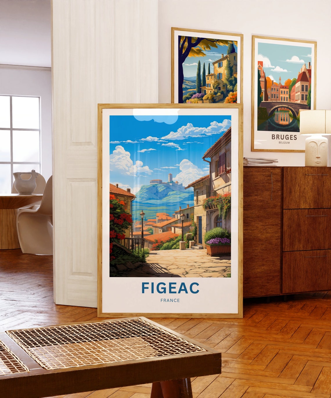 Figeac France Cobblestone Street Hilltop Castle Personalized Poster - Image 5