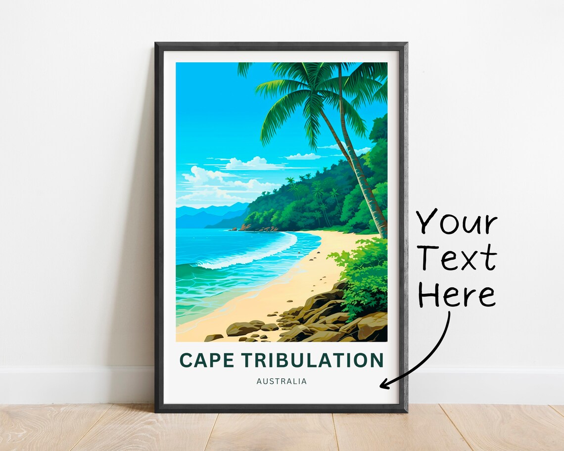 Cape Tribulation Australia Curving Palm Beach Vintage Travel Poster - Image 2