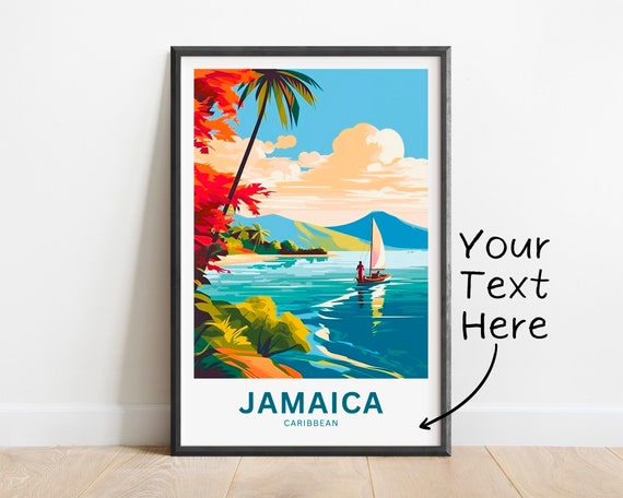 Personalized Jamaica Travel Print Jamaica Poster Caribbean Wall Art Framed Present Gift United States Present