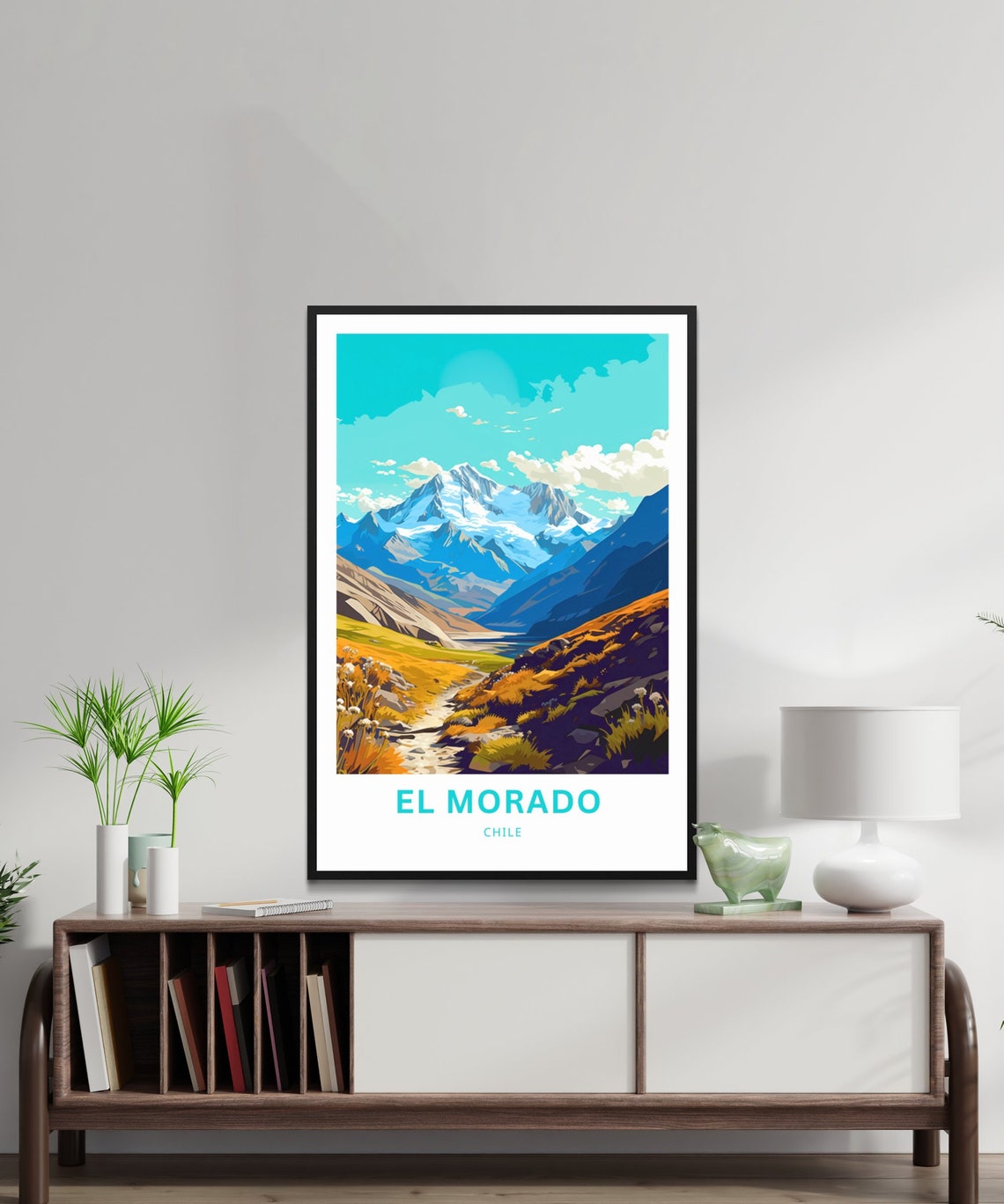 El Morado Chile Snowy Mountain Peak Golden Valley Trail Travel Poster - Image 2