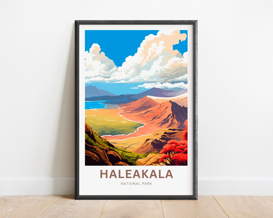 Haleakala National Park Maui Volcano Crater Colorful Travel Poster