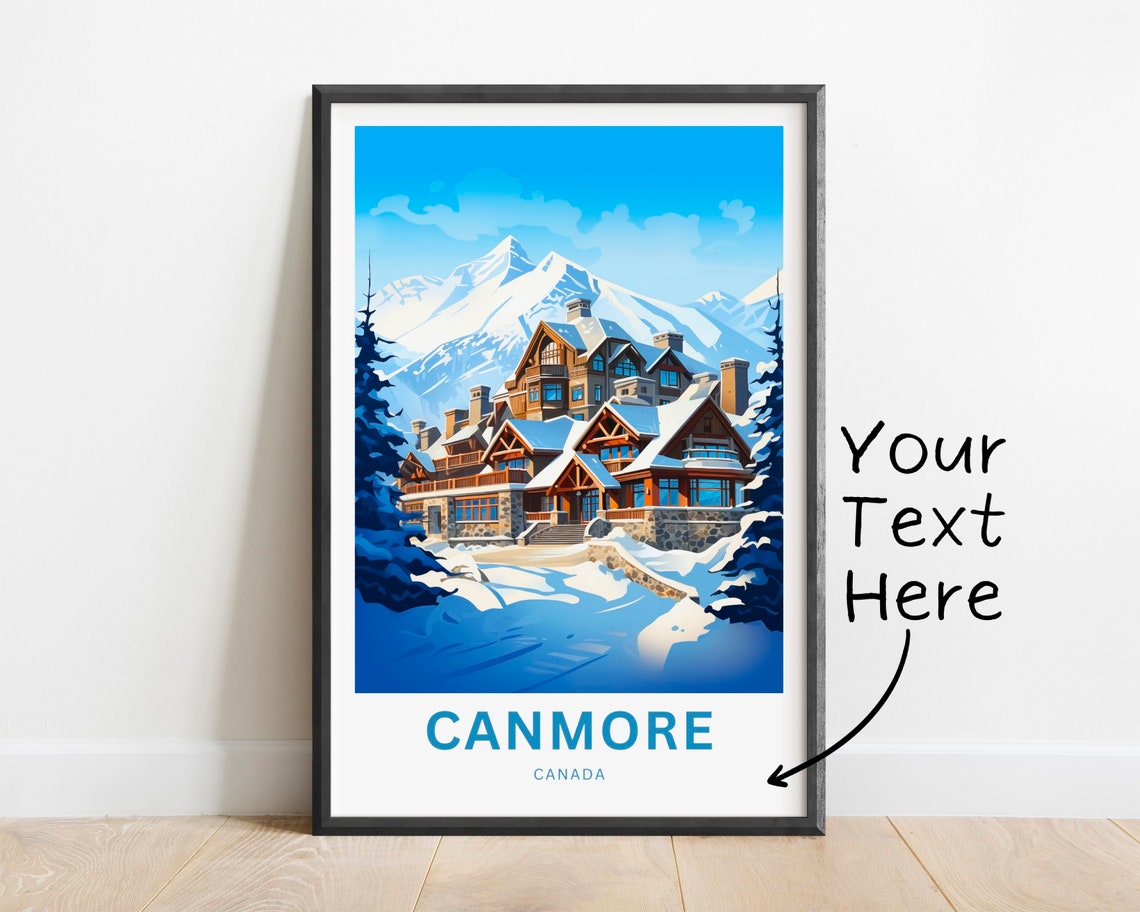 Canmore Canada Snowy Mountain Lodge Alpine Winter Personalized Poster