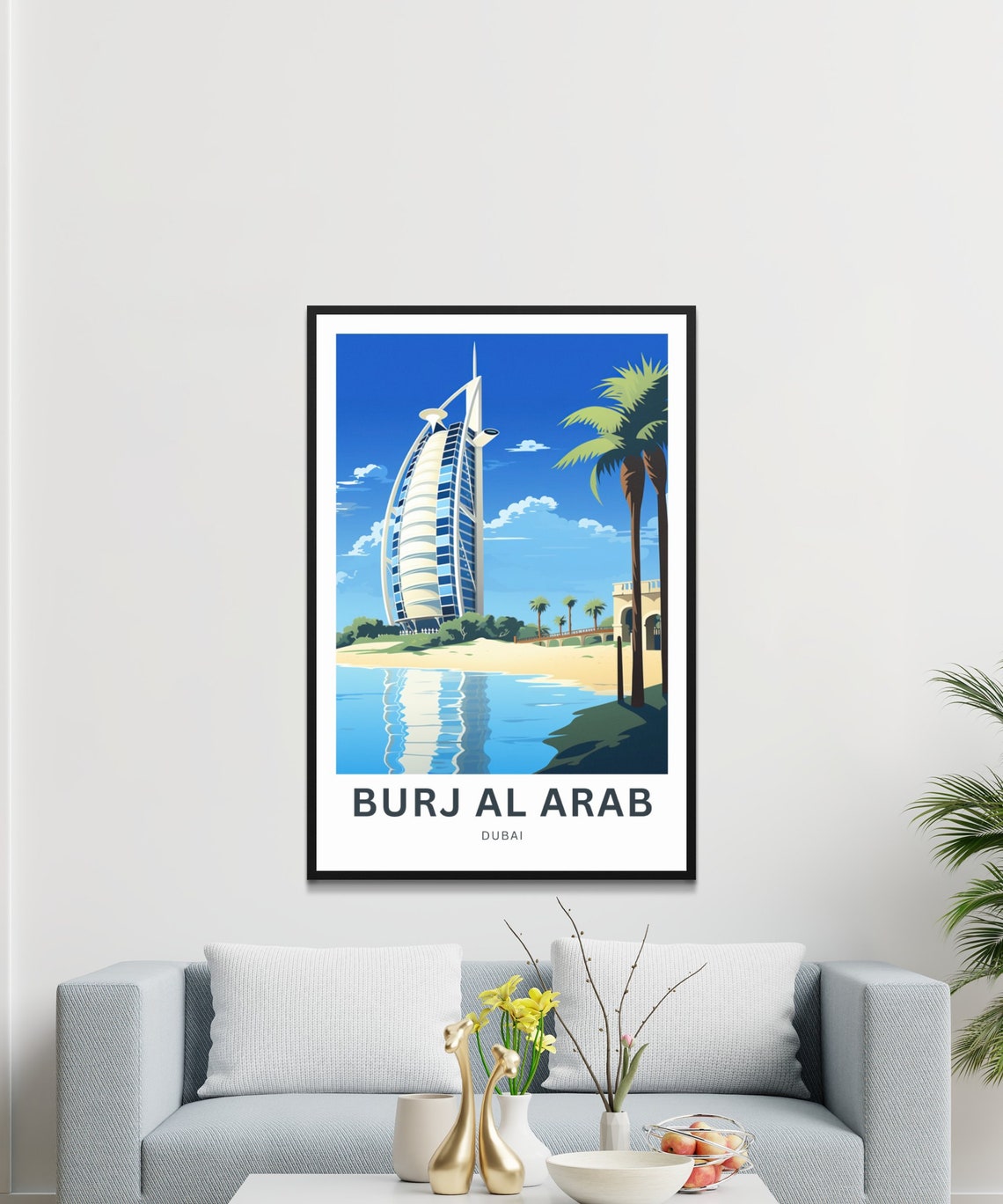 Burj Al Arab Dubai Sail Hotel Beach Custom Text Travel Poster - Image 2