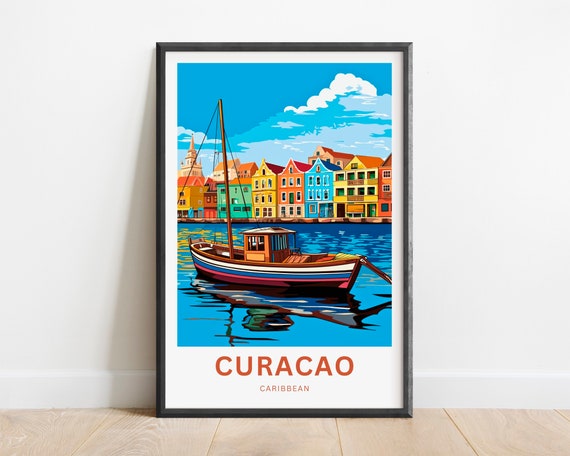 Curaao Travel Print Curacao Poster Caribbean Wall Art Framed Present Gift Caribbean Present