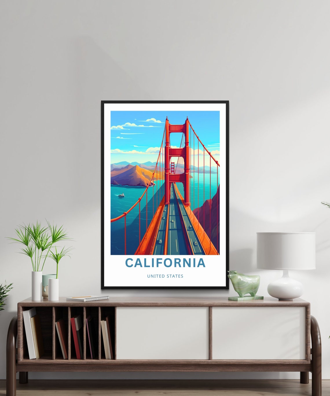 California Golden Gate Bridge Aerial Deck Ocean View Travel Poster - Image 2