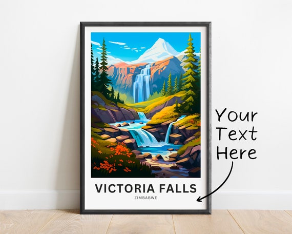 Personalized Victoria Falls Travel Print Victoria Falls Poster Zimbabwe Wall Art Framed Present Gift Zimbabwe Africa Present