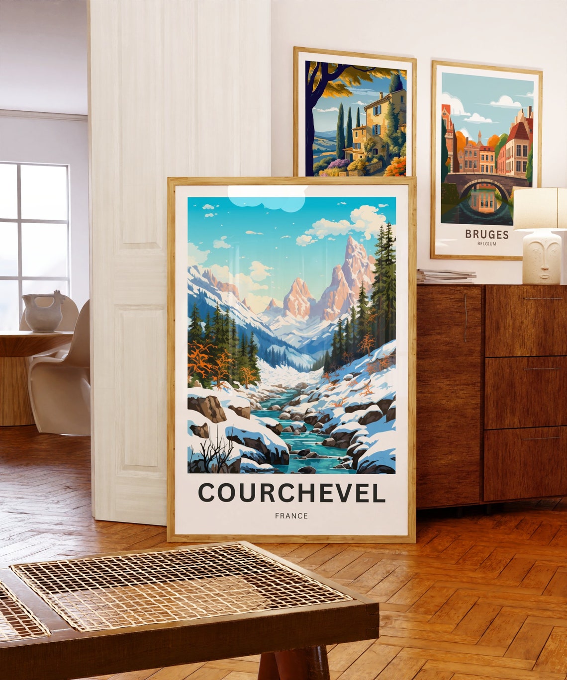 Courchevel France Mountain Stream Winter Personalized Travel Poster - Image 5