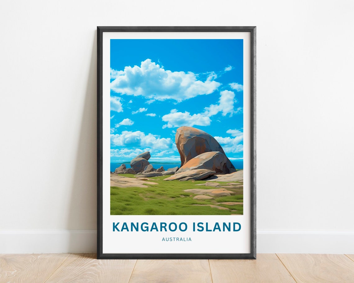 Kangaroo Island Travel Print Kangaroo Island Poster Australia Wall Art Framed Present Gift Australia Present