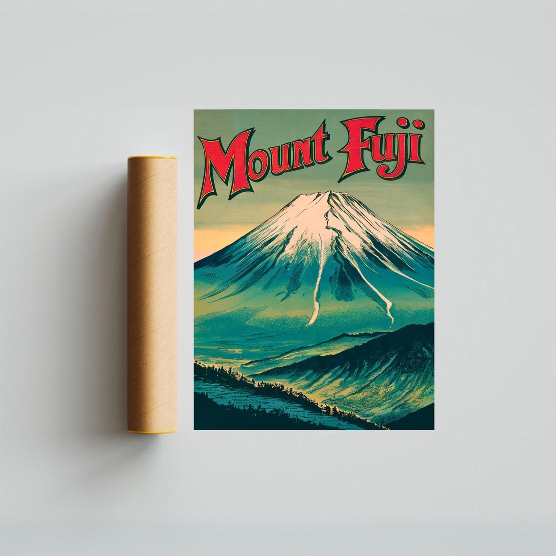 Mount Fuji Japan Snowcapped Volcano Vintage Retro Travel Poster - Image 2