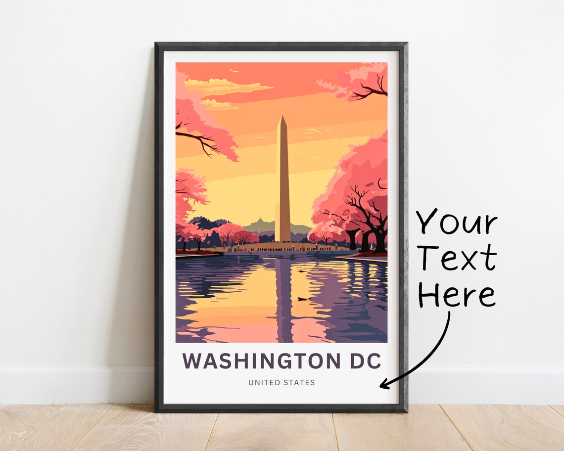 Washington DC Monument Cherry Blossoms Reflecting Pool Custom Poster