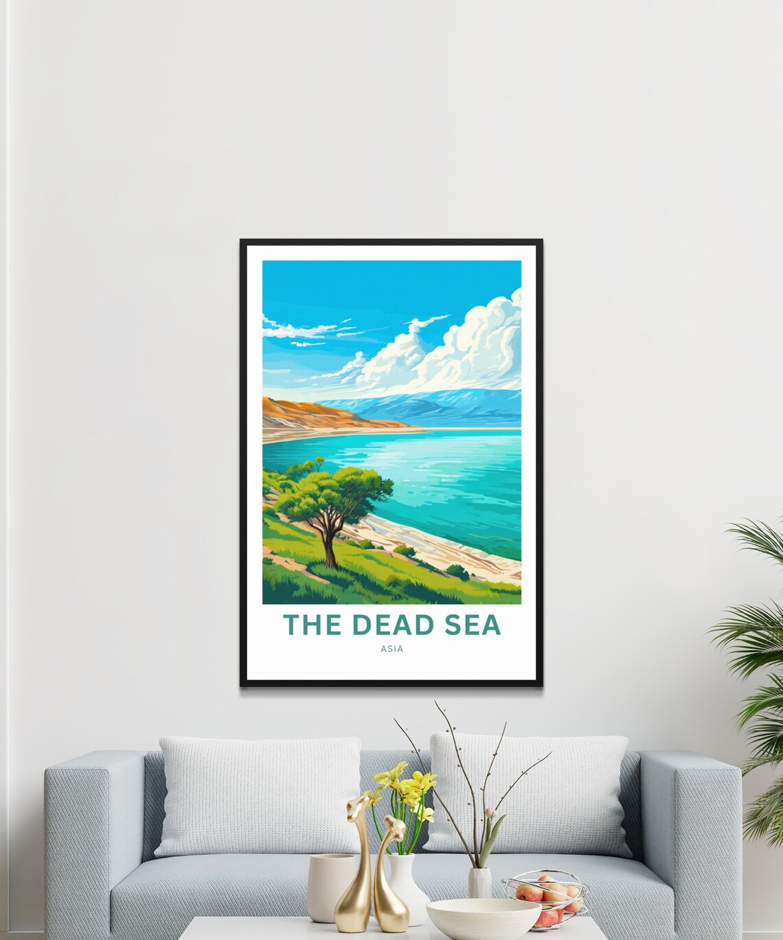 The Dead Sea Asia Turquoise Waters Beach Vintage Travel Poster - Image 3