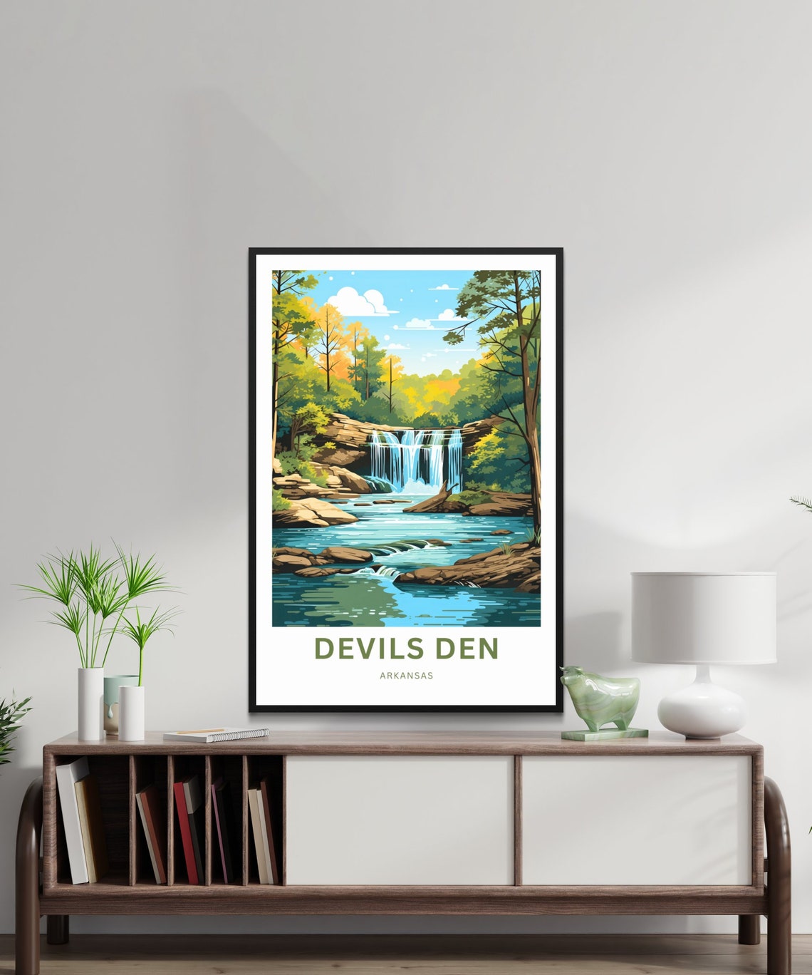 Devils Den Arkansas Forest Waterfall Vintage Travel Gift Poster - Image 2