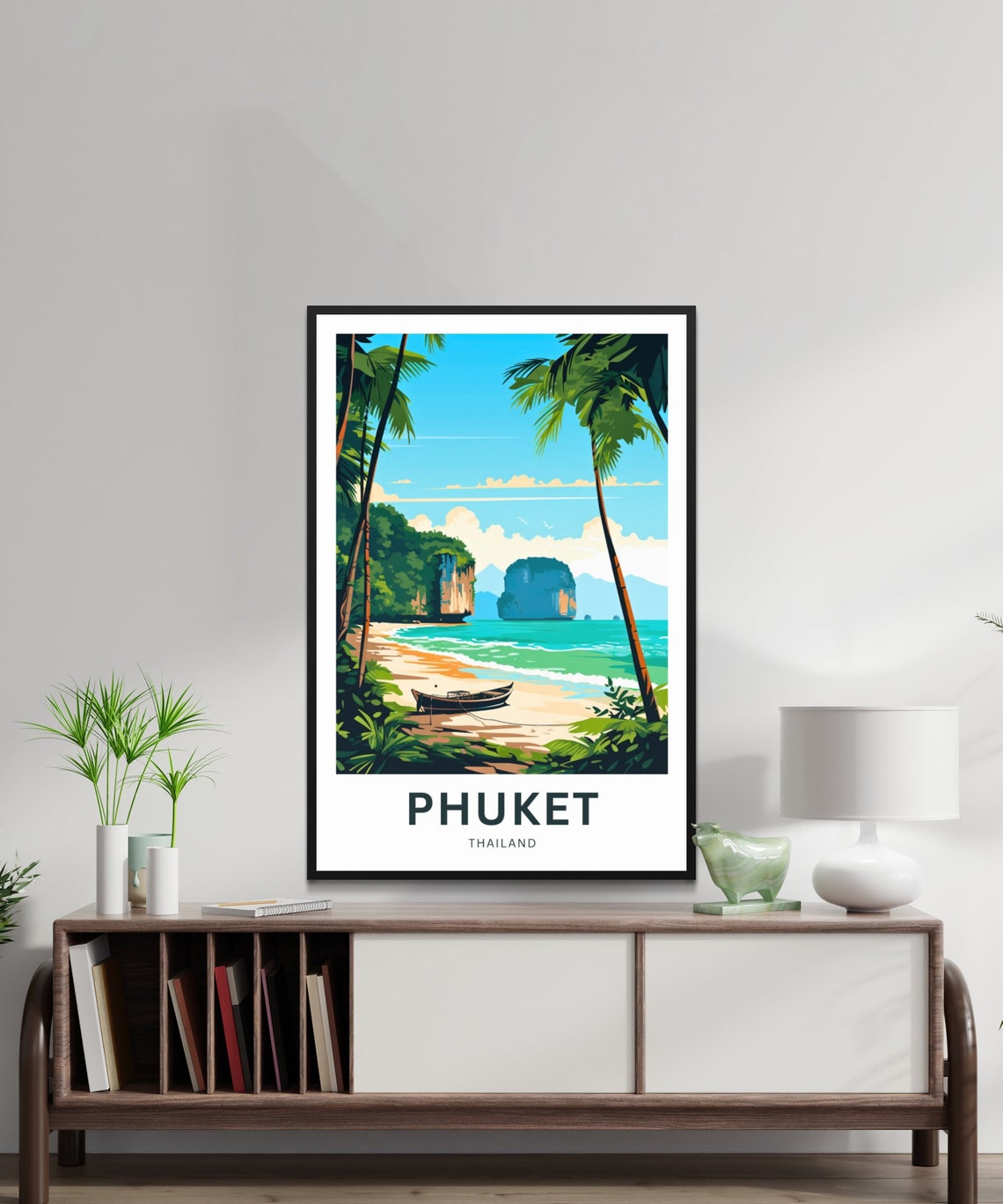 Personalized Phuket Thailand Beach Boat Custom Text Travel Poster - Image 2