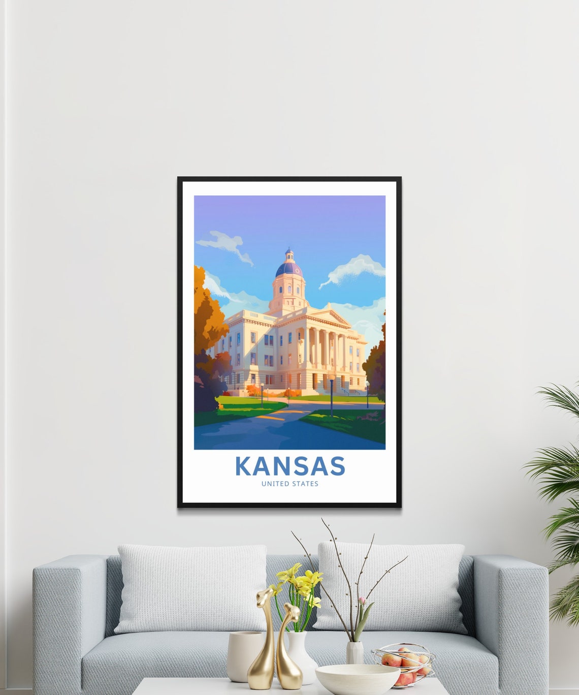 Kansas Domed Capitol Building Historic Architecture Travel Poster - Image 3
