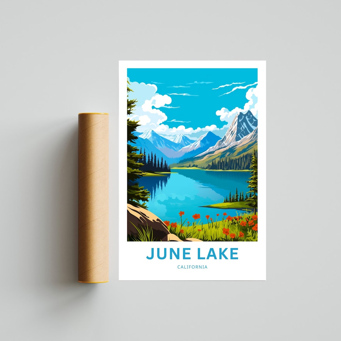 June Lake California Alpine Lake Wildflower Meadow Travel Poster - Image 4