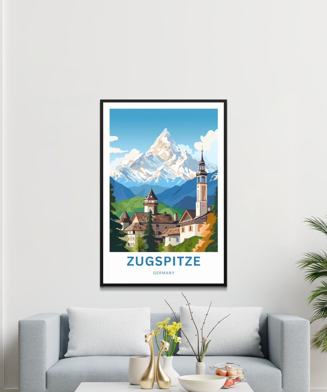 Zugspitze Germany Bavarian Village Towers Snow Custom Art Poster - Image 3