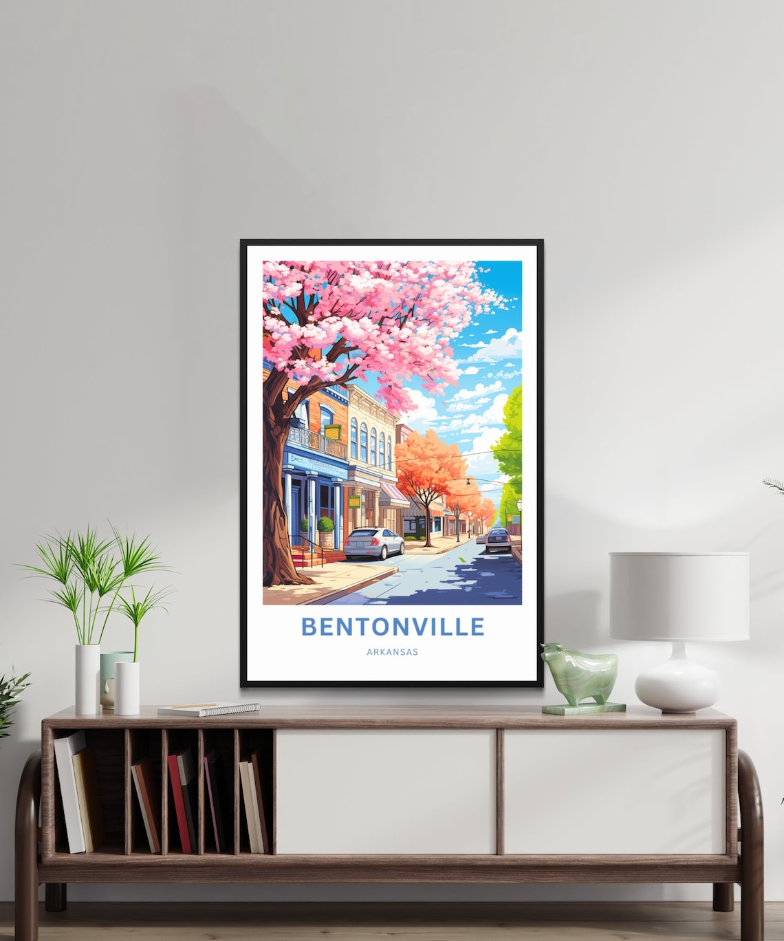 Bentonville Arkansas Cherry Blossom Downtown Street Travel Poster - Image 2