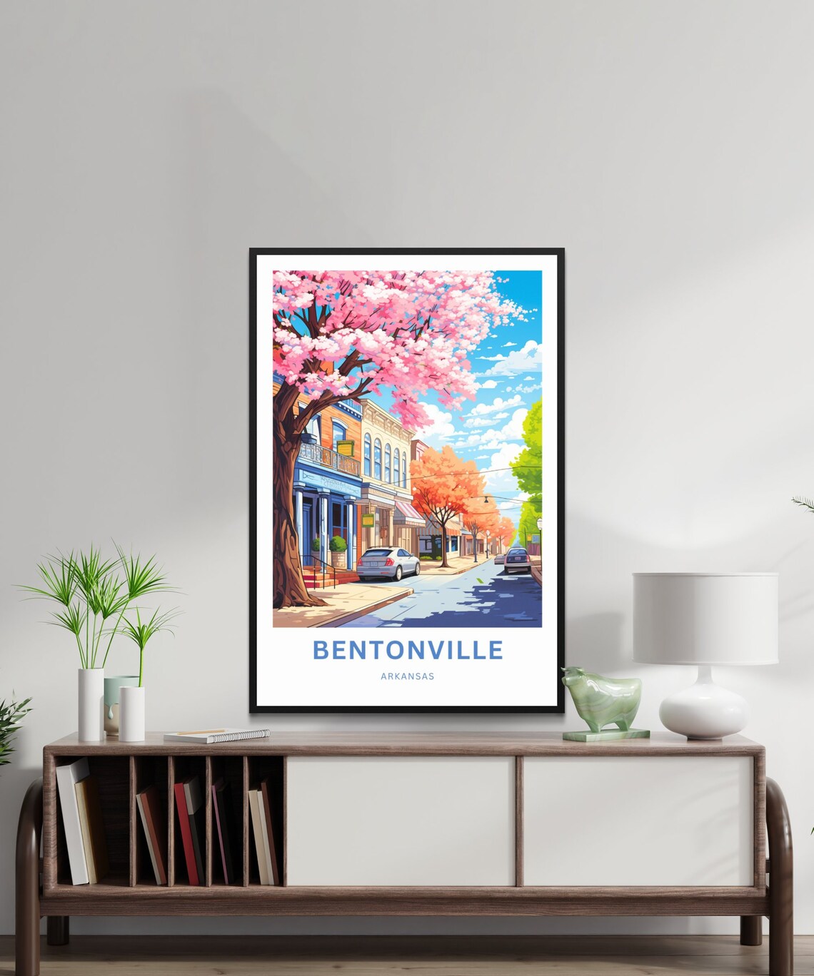 Personalized Bentonville Arkansas Cherry Blossom Street Travel Poster - Image 2