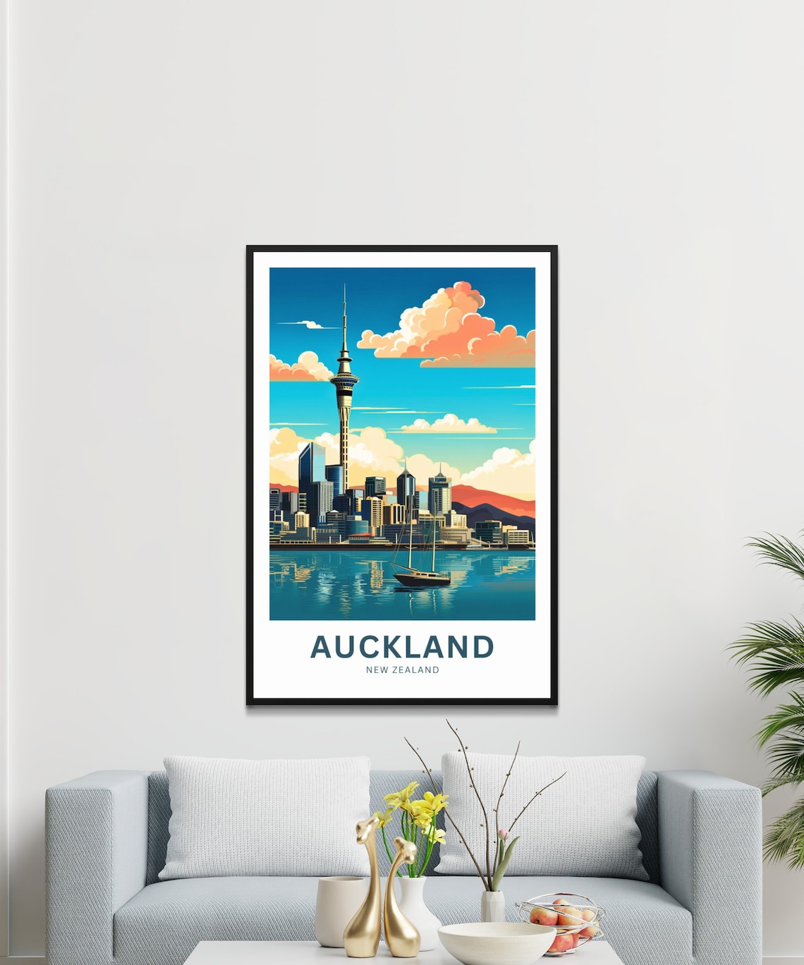 Auckland New Zealand Sky Tower Island Mountain Harbor Travel Poster - Image 3